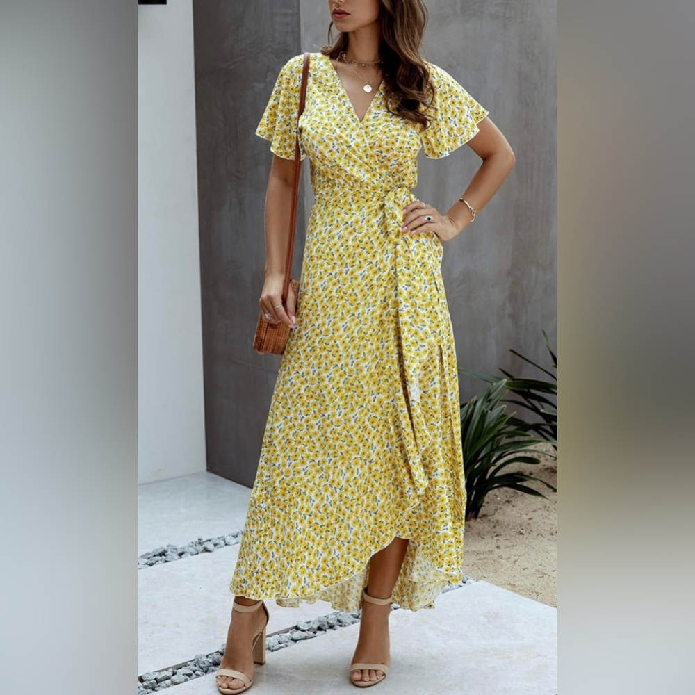 Gorgeous V-Neck Wrap Bohemian Maxi Dress